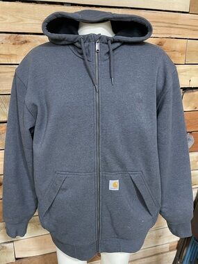 Carhartt Charcoal Gray Zip-Up Hooded Work Sweatshirt